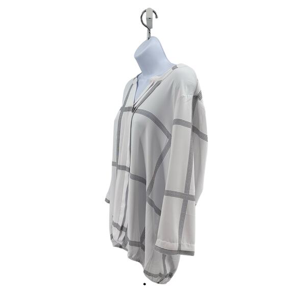 41 Hawthorn White Black Juanis Pleat Detail Gathered Hem Blouse Top Womens XL - Picture 5 of 10